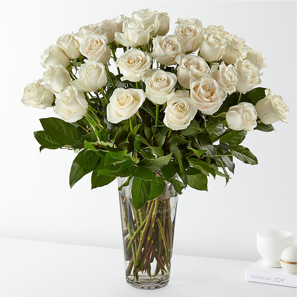Long Stem White Rose Bouquet – Blooms By The Lake, Lake Arthur LA