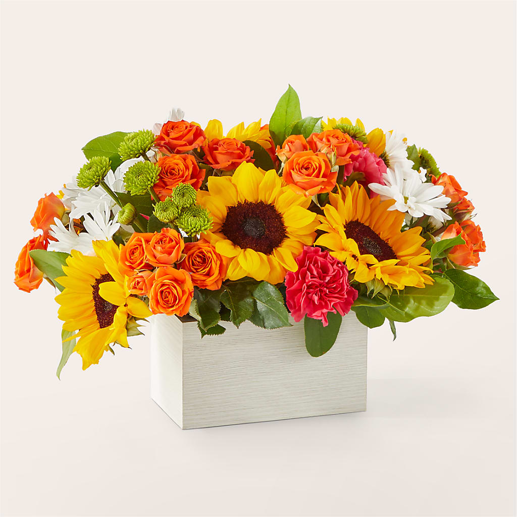 Sun-drenched Blooms Box Bouquet – Blooms By The Lake, Lake Arthur LA