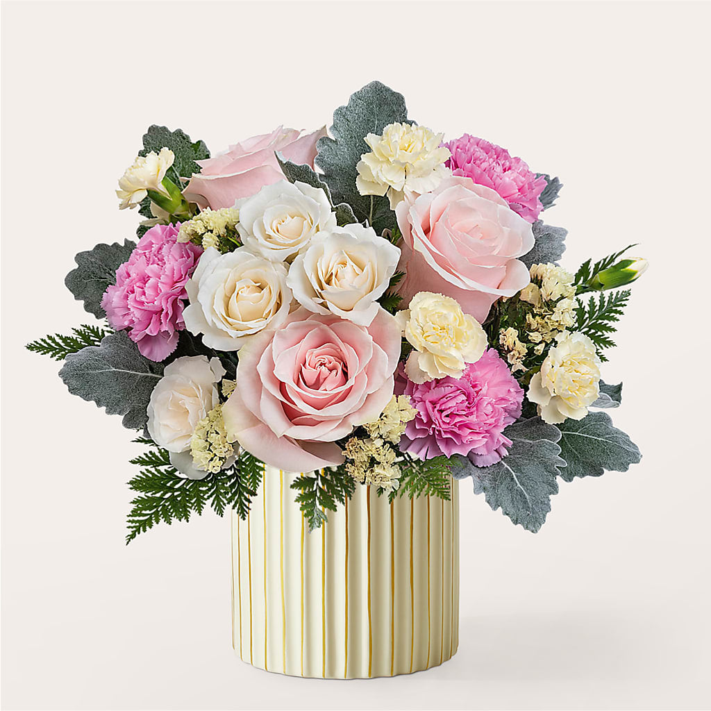 Blissful Moments Bouquet with Ivory Vase – Blooms By The Lake, Lake Arthur LA