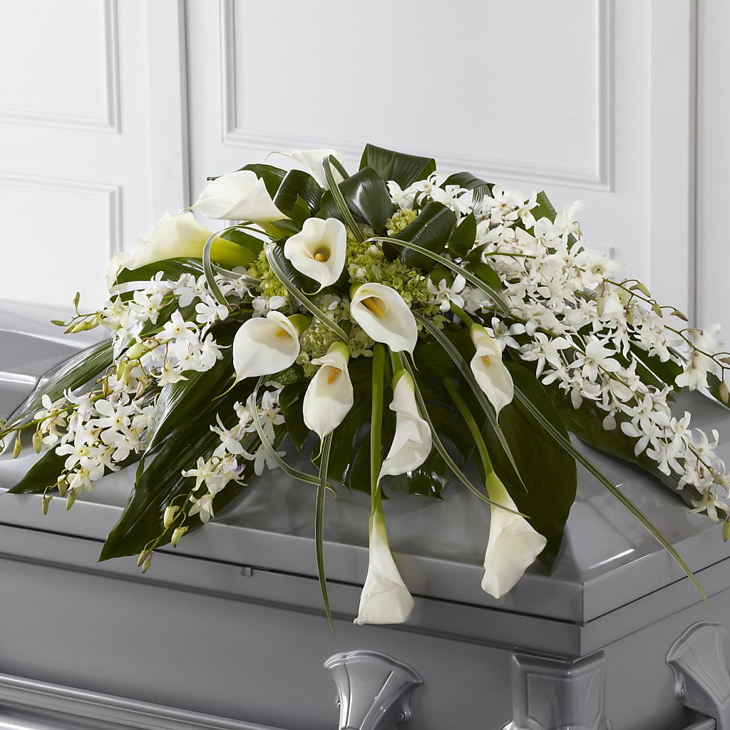 Angel Wings Casket Spray – Blooms By The Lake, Lake Arthur LA
