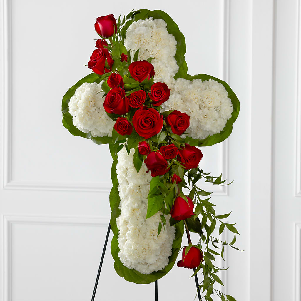 Floral Cross Easel – Blooms By The Lake, Lake Arthur LA