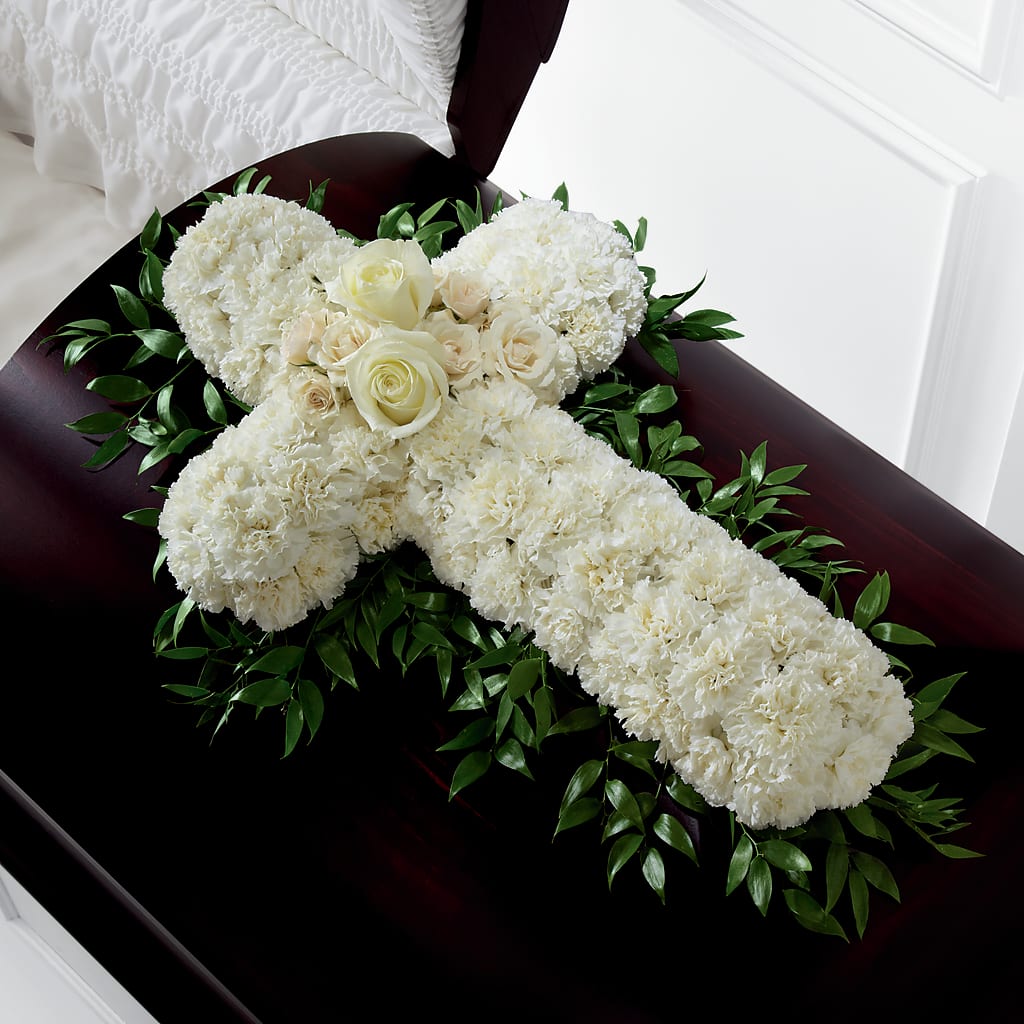 Peaceful Memories Casket Spray (Standard) – Blooms By The Lake, Lake Arthur LA