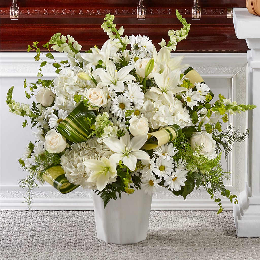 Thoughts of Tranquility Floor Basket – Blooms By The Lake, Lake Arthur LA