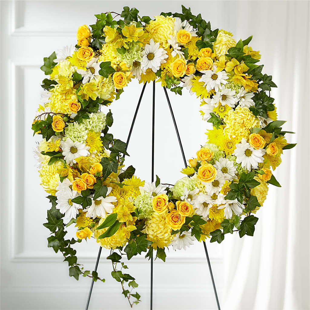 Golden Remembrance Wreath – Blooms By The Lake, Lake Arthur LA