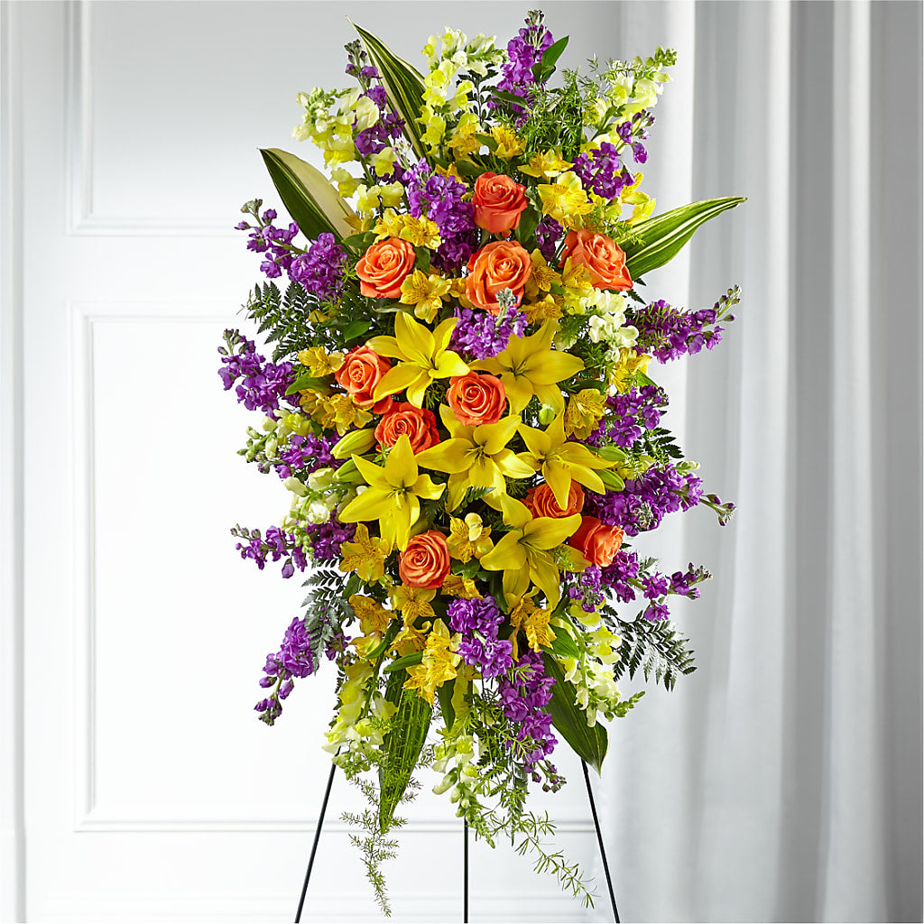 Thoughtful Prayers Standing Spray – Blooms By The Lake, Lake Arthur LA