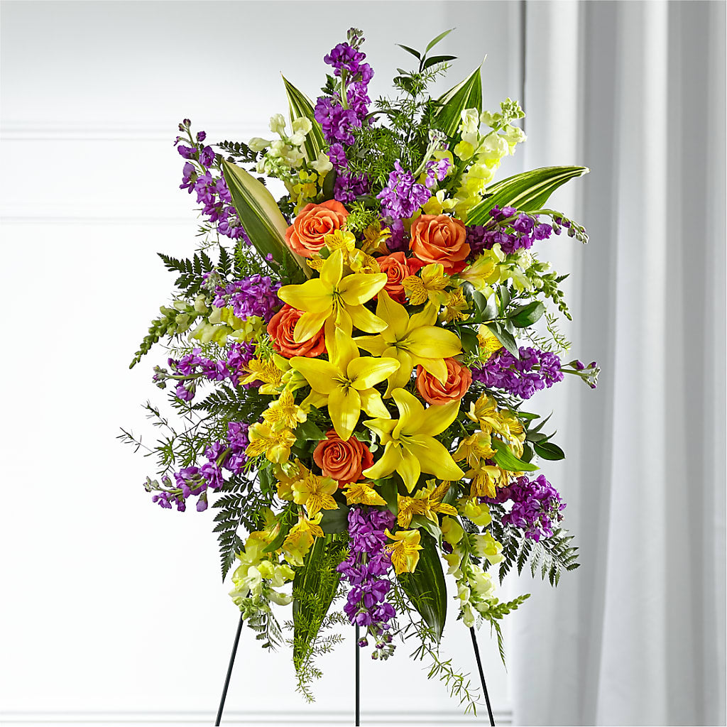 Thoughtful Prayers Standing Spray – Blooms By The Lake, Lake Arthur LA