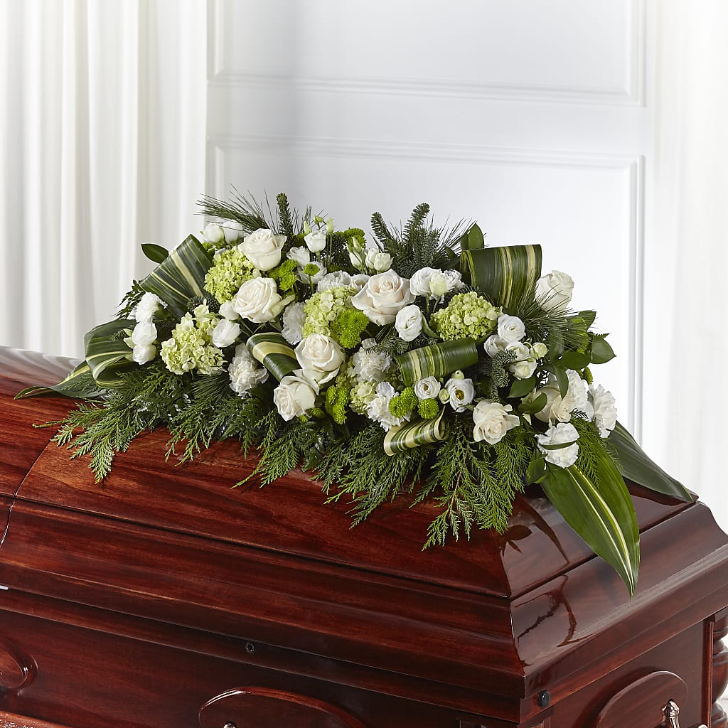 Hopeful Gesture Casket Spray – Blooms By The Lake, Lake Arthur LA