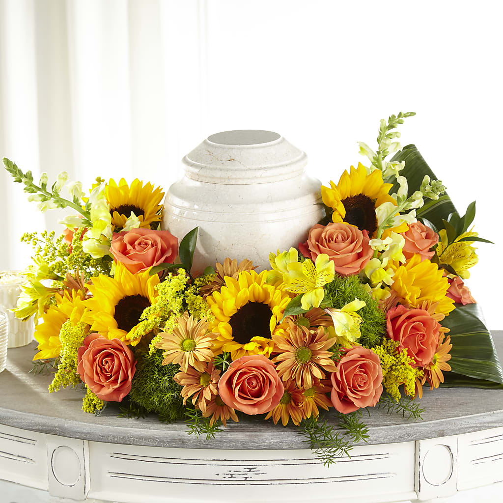 Faithful Sunflower Cremation Adornment – Blooms By The Lake, Lake Arthur LA