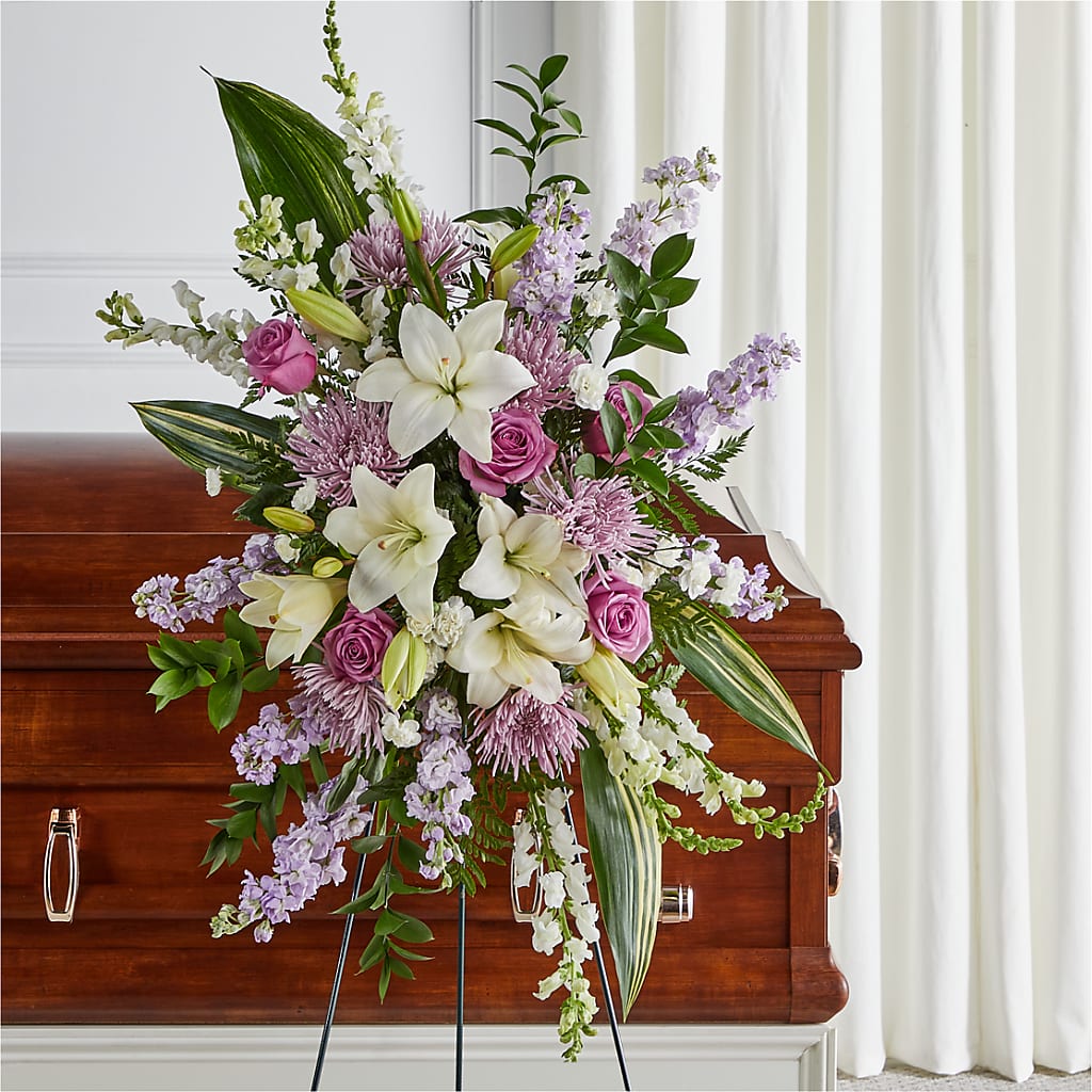 Grateful Hearts Standing Spray – Blooms By The Lake, Lake Arthur LA