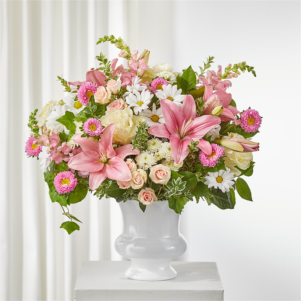 Empathetic Blooms Urn Arrangement – Blooms By The Lake, Lake Arthur LA