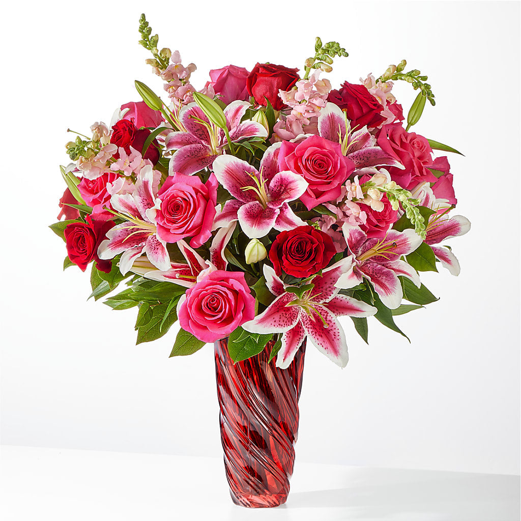Always You Bouquet with Luxe Swirl Vase – Blooms By The Lake, Lake Arthur LA