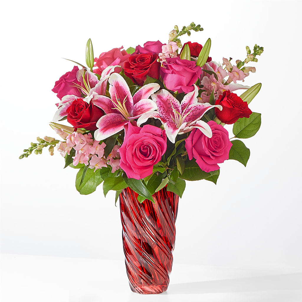 Always You Bouquet with Luxe Swirl Vase – Blooms By The Lake, Lake Arthur LA