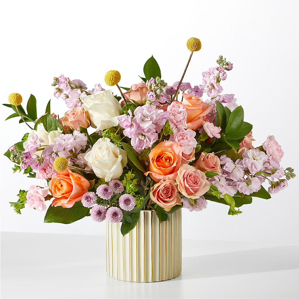 French Market Bouquet with Ivory Vase – Blooms By The Lake, Lake Arthur LA