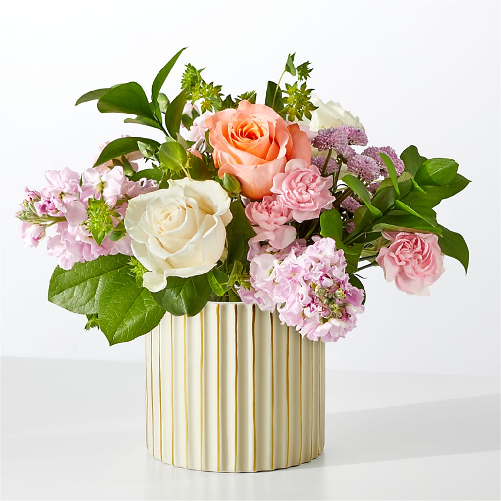 French Market Bouquet with Ivory Vase – Blooms By The Lake, Lake Arthur LA