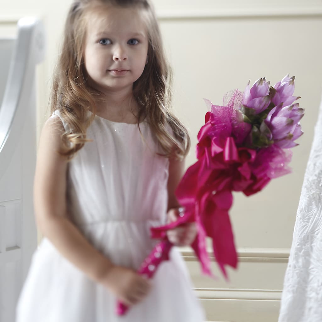 Sparkle Pink Flower Girl Bouquet – Blooms By The Lake, Lake Arthur LA