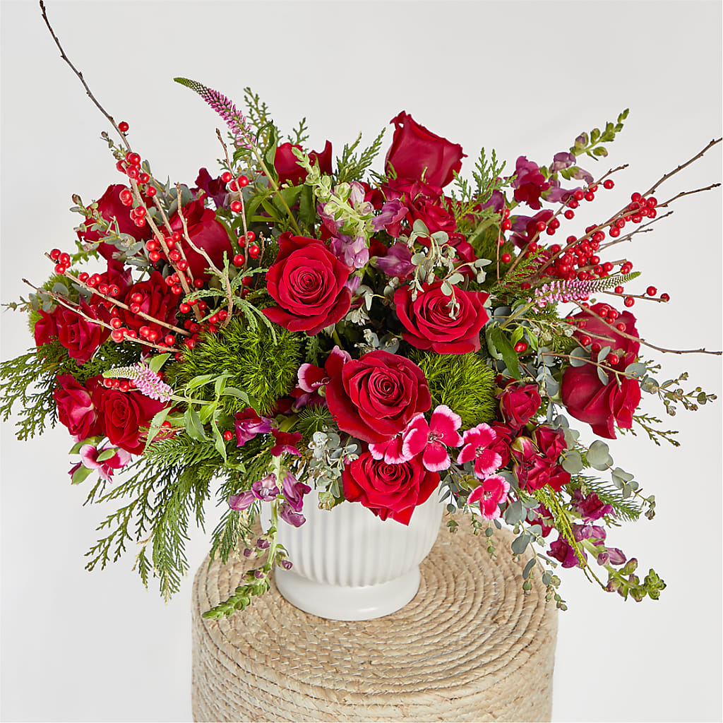 Big Red Bow Bouquet –  Blooms By The Lake, Lake Arthur LA