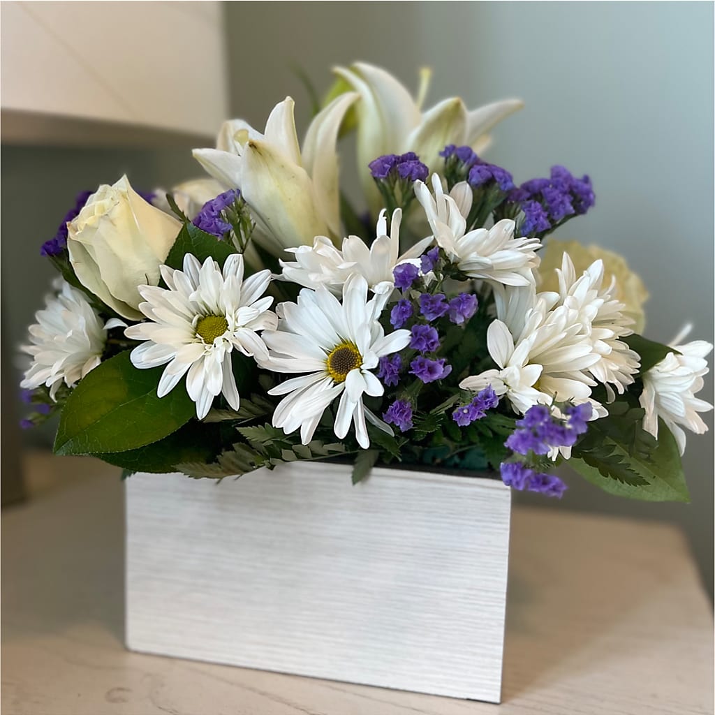 Beyond Blue Box Bouquet –  Blooms By The Lake, Lake Arthur LA