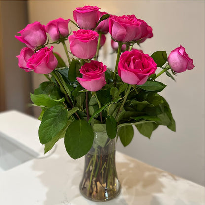 Long Stem Pink Rose Bouquet –  Blooms By The Lake, Lake Arthur LA