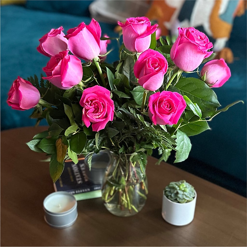 Long Stem Pink Rose Bouquet –  Blooms By The Lake, Lake Arthur LA