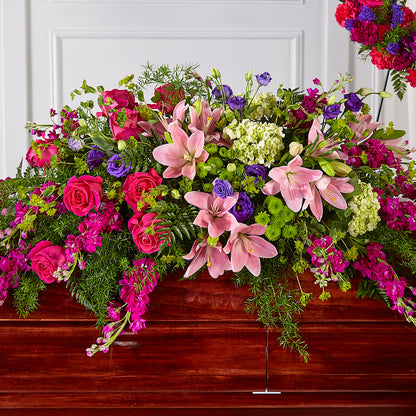 Radiant Tribute Casket Spray –  Blooms By The Lake, Lake Arthur LA