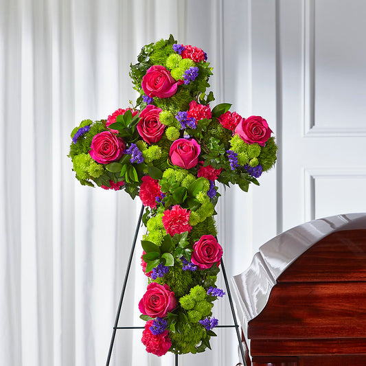 Tribute Rose Floral Cross –  Blooms By The Lake, Lake Arthur LA