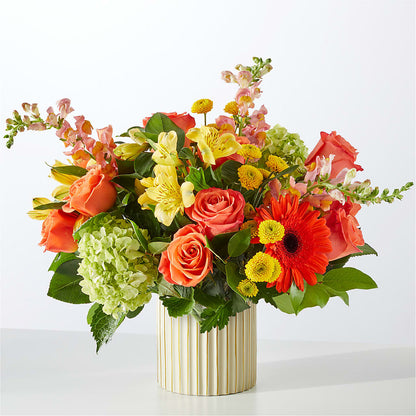 Autumn Sunshine Bouquet with Ivory Vase –  Blooms By The Lake, Lake Arthur LA