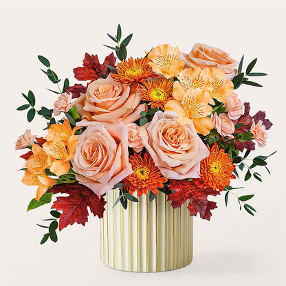 Spiced Latte Bouquet with Ivory Vase –  Blooms By The Lake, Lake Arthur LA