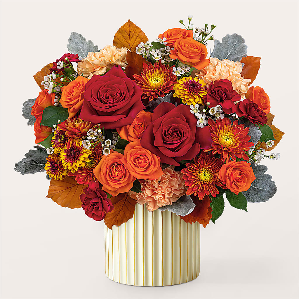 Merlot Bouquet with Ivory Vase –  Blooms By The Lake, Lake Arthur LA