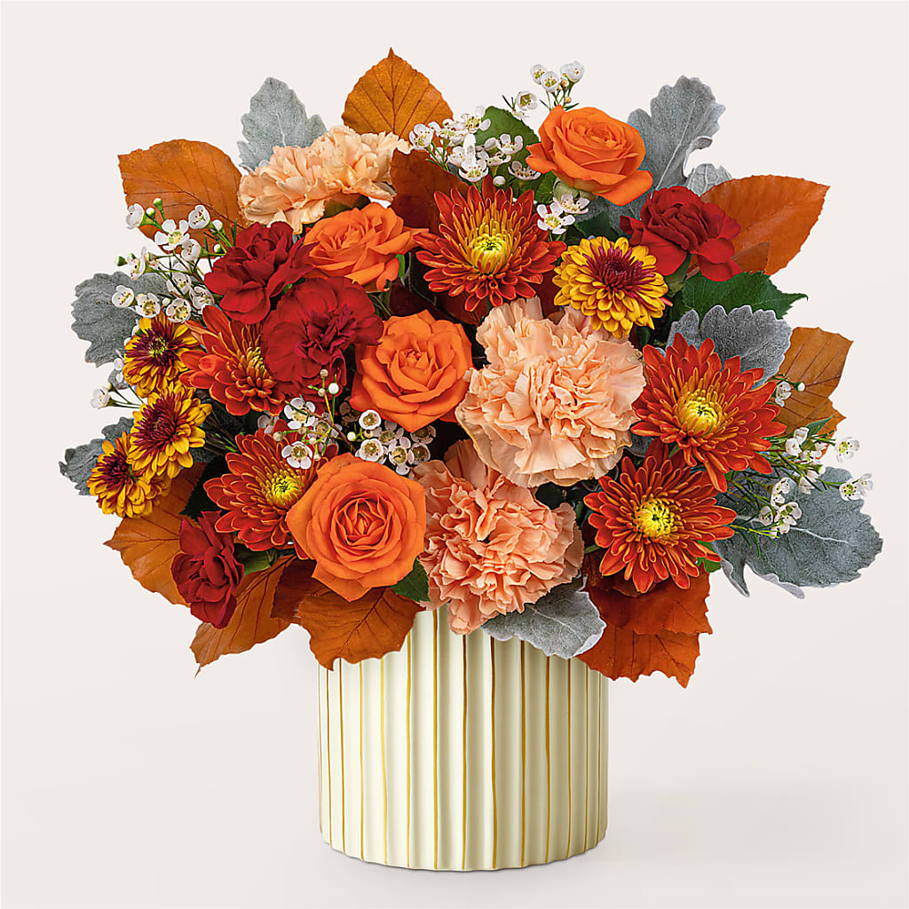 Merlot Bouquet with Ivory Vase –  Blooms By The Lake, Lake Arthur LA