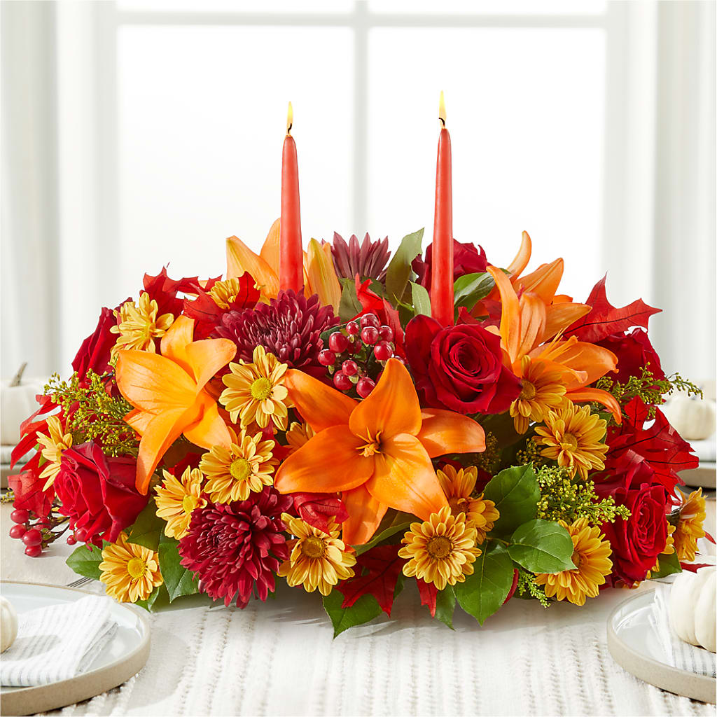 Autumn's Embrace Centerpiece –  Blooms By The Lake, Lake Arthur LA