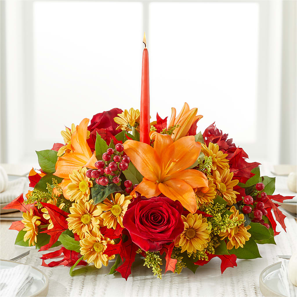 Autumn's Embrace Centerpiece –  Blooms By The Lake, Lake Arthur LA