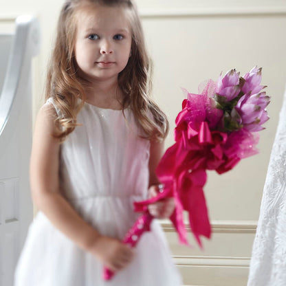 Sparkle Pink Flower Girl Bouquet –  Blooms By The Lake, Lake Arthur LA